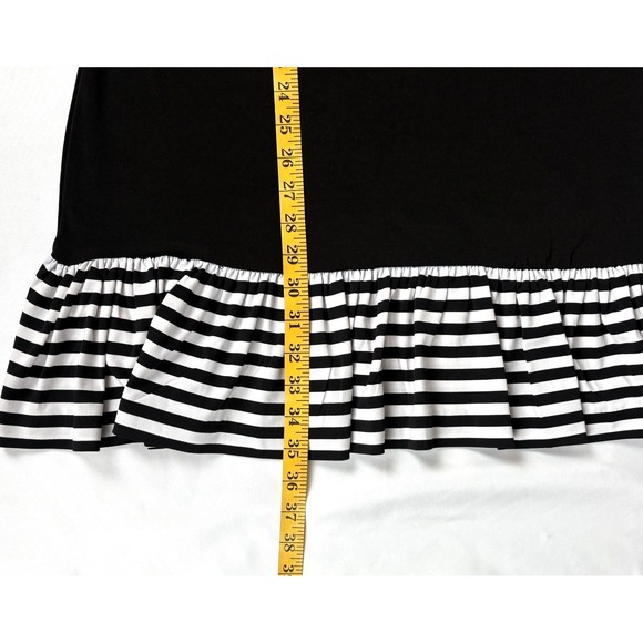 Michael Kors Dress Small Black with Stripped Ruffle Hem Y2K Minimalist - Picture 12 of 12